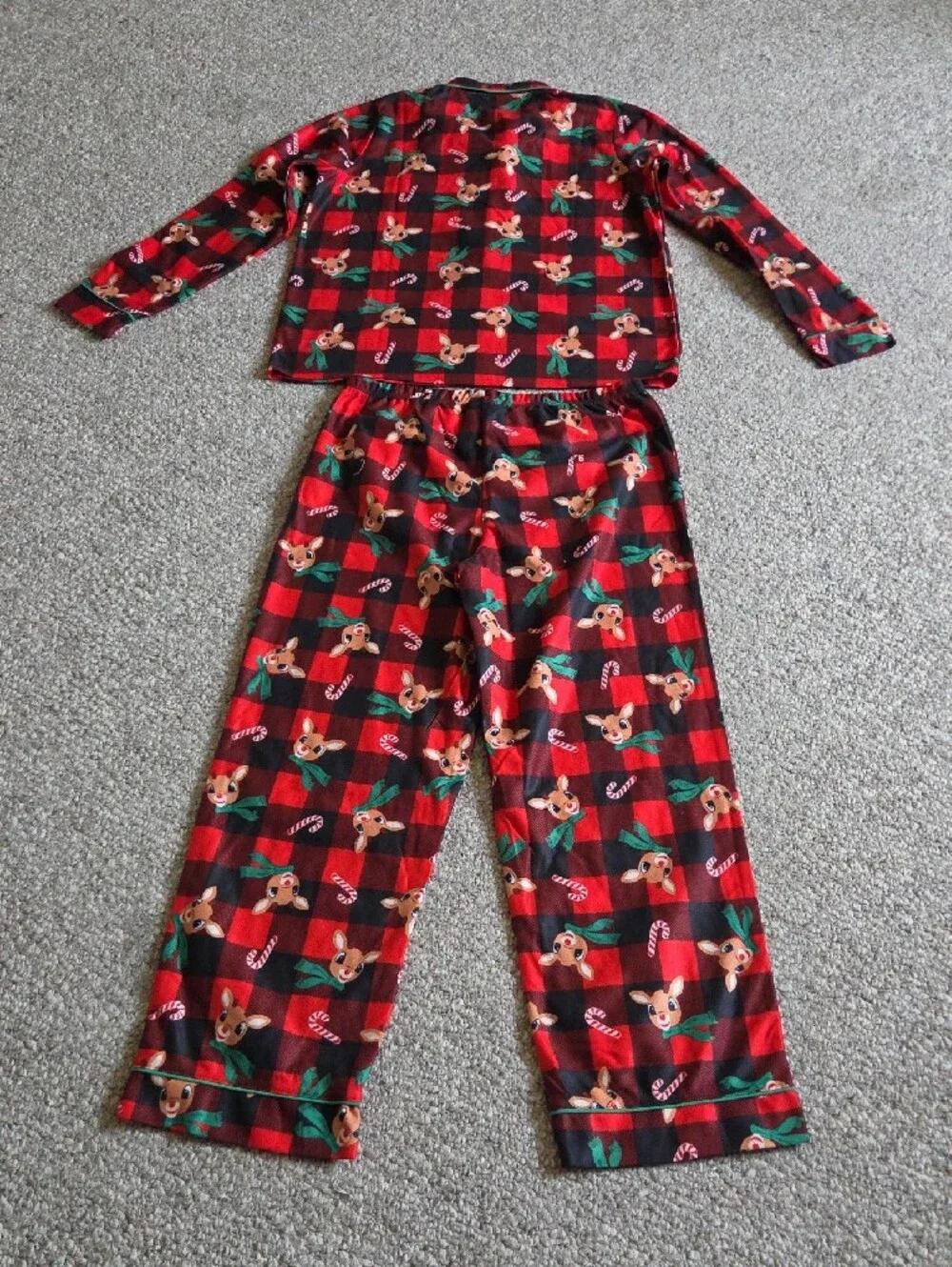 Komar Kids Red and Green Plaid Reindeer Pajama Set